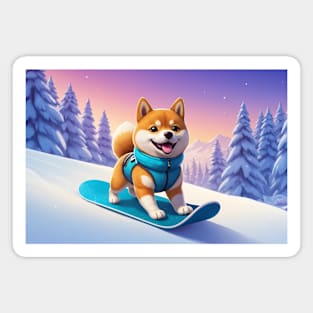 Snowboarding Shiba Inu Magnet